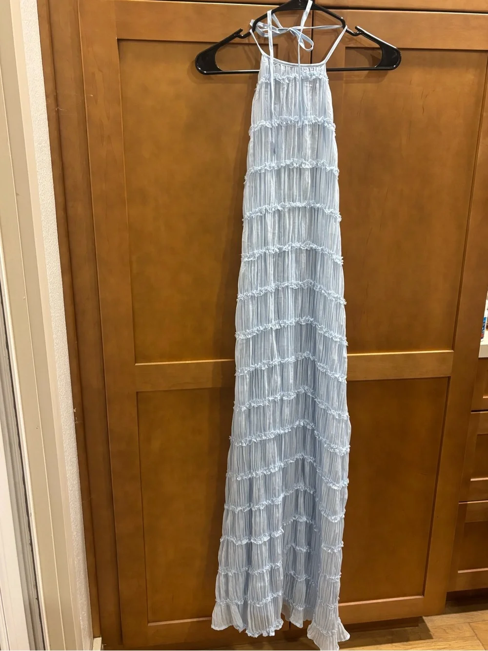 Pepper Mayo Light Blue Halter Maxi Dress - Picture 3 of 8